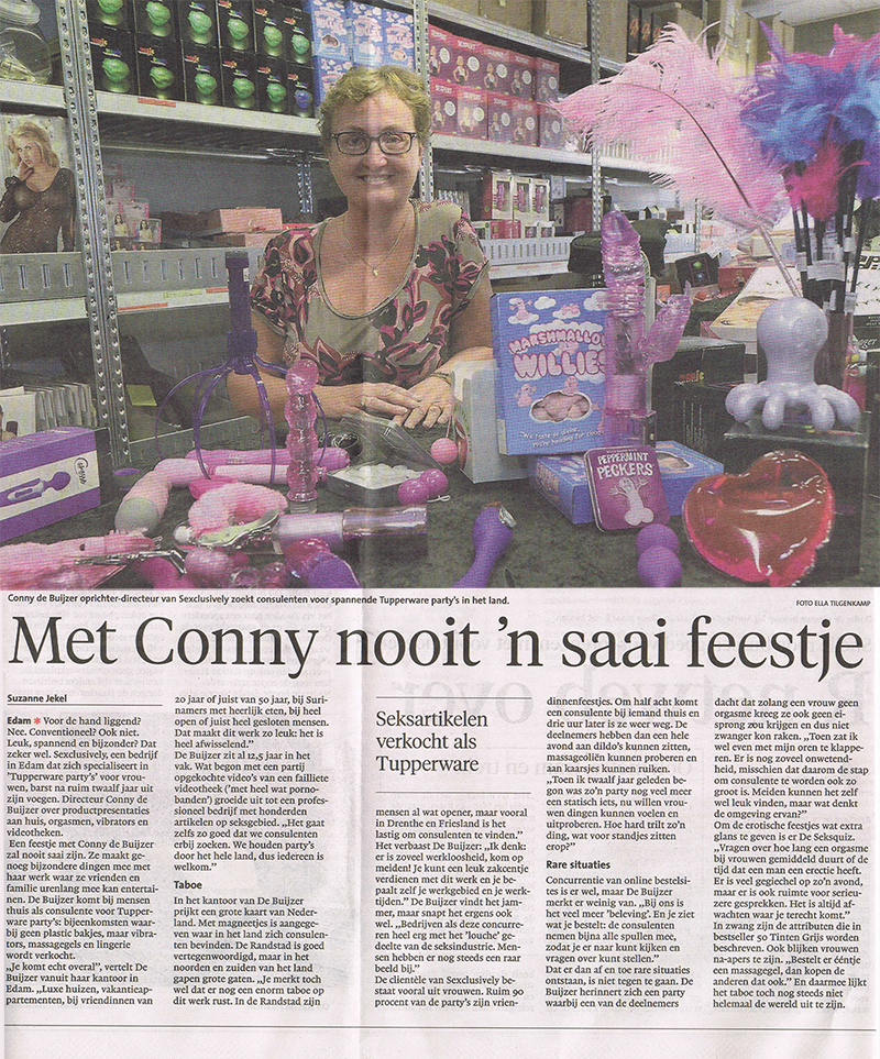 Krantenartikel over Conny van Sexclusively